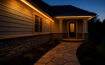 Elevate curb appeal with outdoor lighting under gutter for a subtle, stunning glow