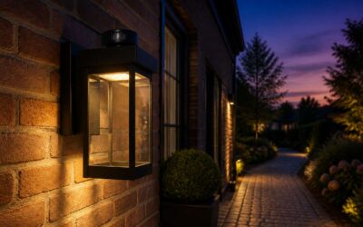 Outdoor light with photocell: automatic dusk to dawn lighting.
